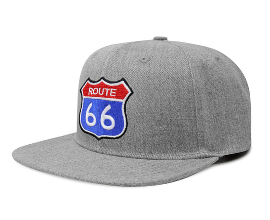 International Tie Premium Route 66 Hat for Men and Women – Mother Road Snapback Trucker Baseball Cap (Grey Flatbill)