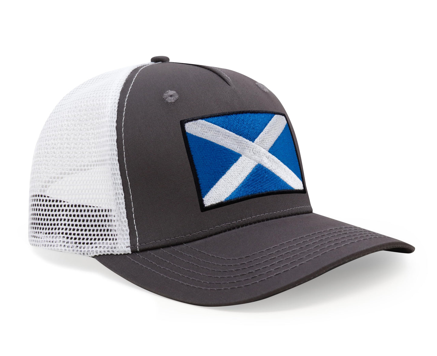 Scottish Flag Hat for Men and Women – Snapback Trucker Baseball Cap by International Tie (Grey/White)