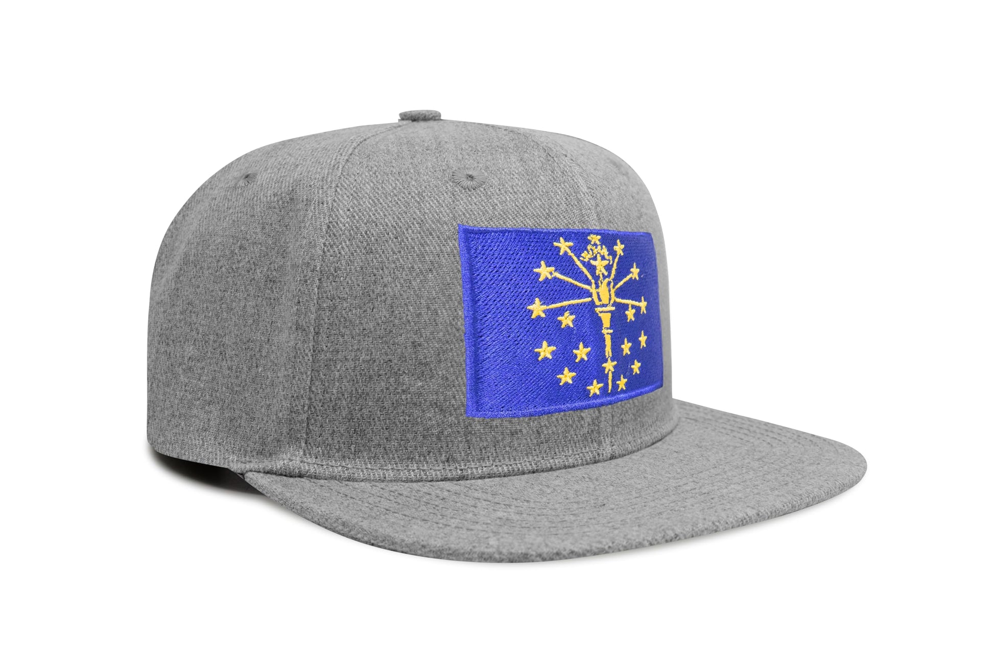 International Tie State Hat for Men and Women, Adjustable Snapback Trucker Baseball Cap with Embroidered Patch (Indiana, Grey Flatbill) - International Tie