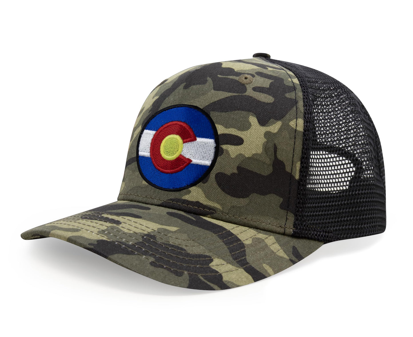 International Tie Stateline Flag Hat for Men and Women - Snapback Trucker Baseball Cap (Colorado, Camouflage)