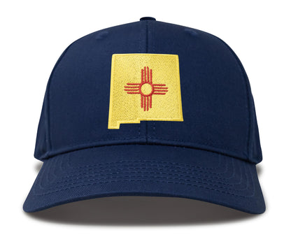 International Tie Stateline Flag Hat for Men and Women - Snapback Trucker Baseball Cap (New Mexico, All Navy)