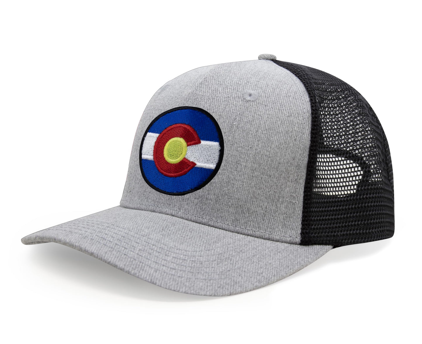 International Tie Stateline Flag Hat for Men and Women - Snapback Trucker Baseball Cap (Colorado, Grey Black)