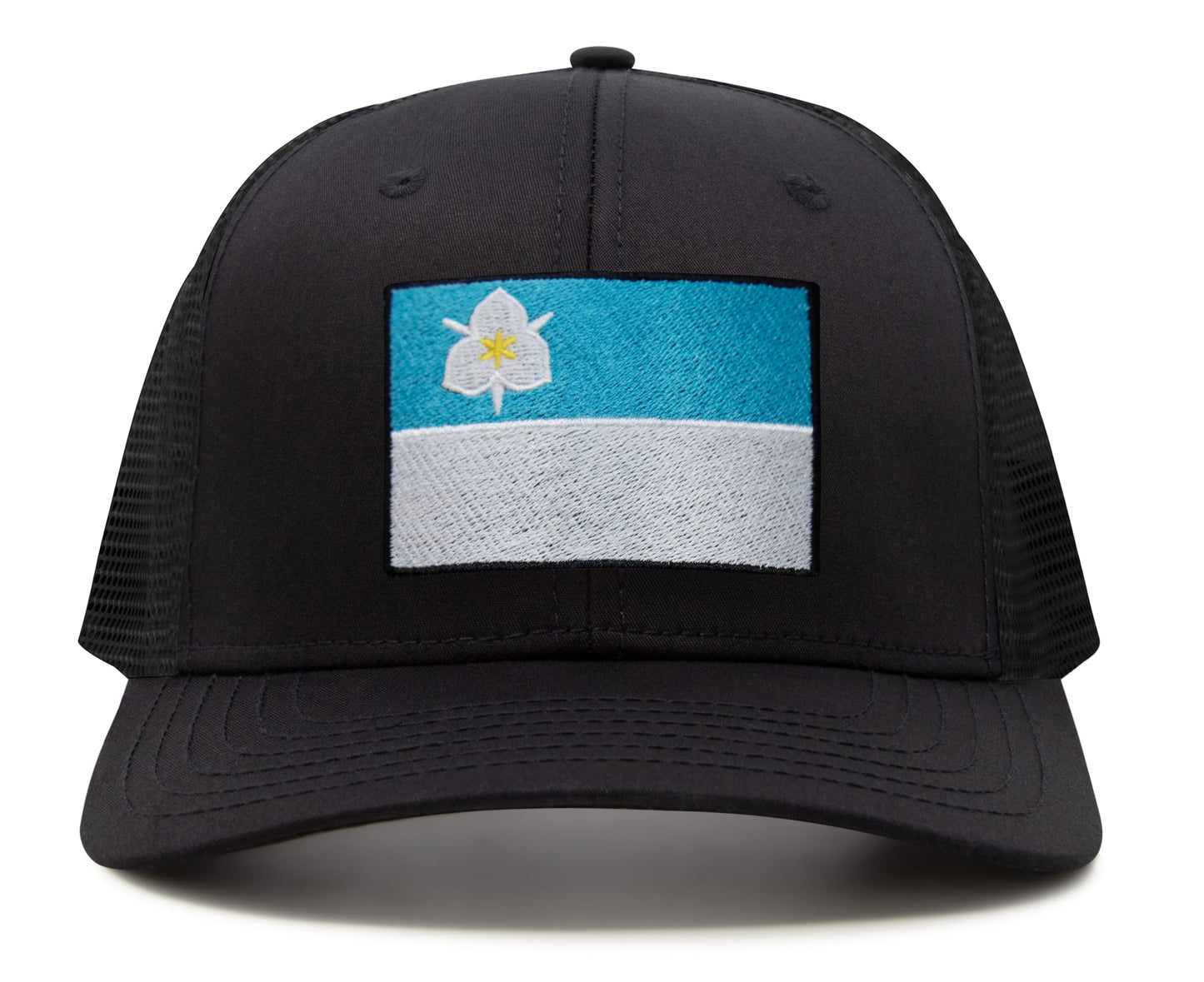 International Tie City Hat for Men and Women, Adjustable Snapback Trucker Baseball Cap with Embroidered Patch (Salt Lake City, All Black)