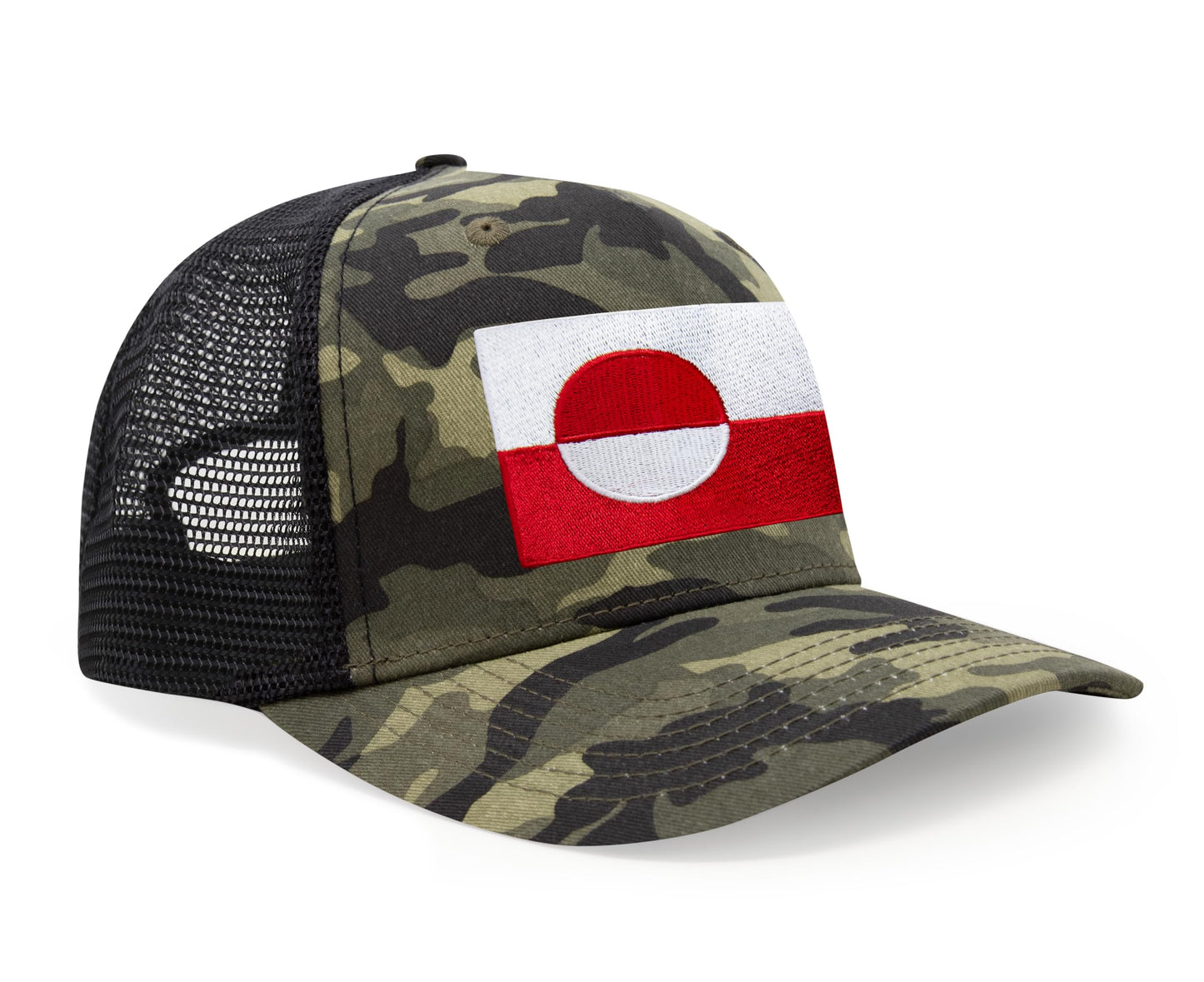 International Tie Country Hat for Men and Women, Adjustable Snapback Trucker Baseball Cap with Embroidered Patch (Greenland, Camouflage) - International Tie