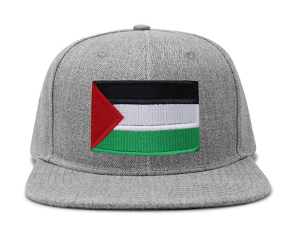 International Tie Palestine Hat for Men and Women - Snapback Trucker Baseball Cap (Grey Flatbill)