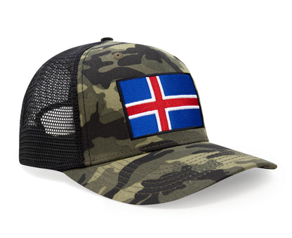International Tie Iceland Flag Hat for Men and Women - Adjustable Snapback Trucker Baseball Cap (Camouflage)