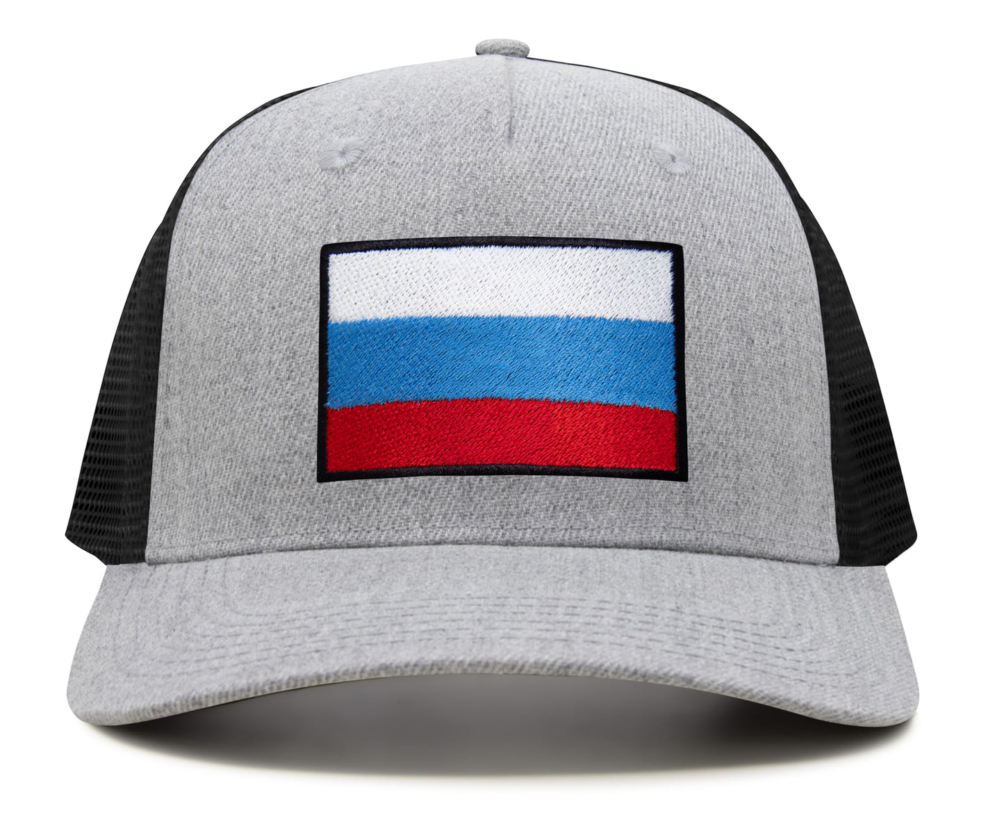 International Tie Russian Flag Hat for Men and Women - Adjustable Snapback Trucker Baseball Cap (Grey Black)