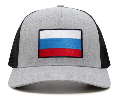 International Tie Russian Flag Hat for Men and Women - Adjustable Snapback Trucker Baseball Cap (Grey Black)