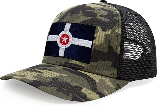 International Tie Indianapolis Flag Hat for Men and Women – Snapback Trucker Baseball Cap (Camouflage) - International Tie