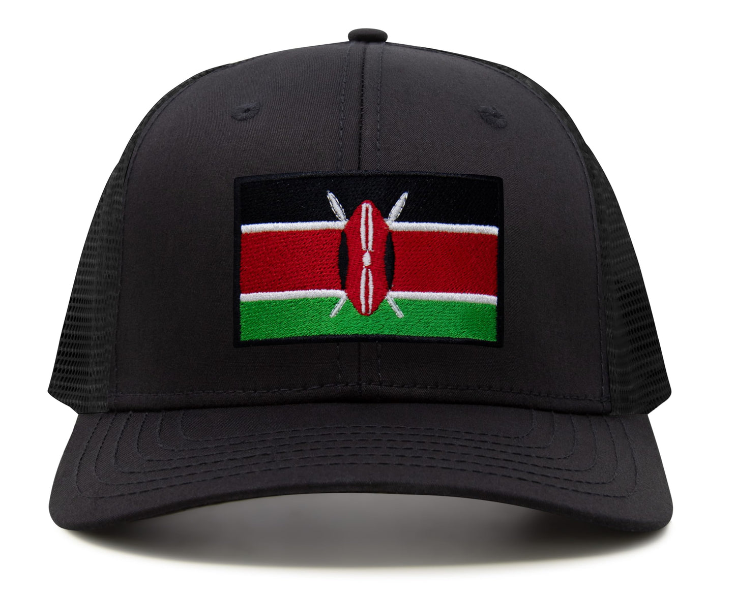 International Tie Premium Kenya - Flag Patch Hat for Men and Women - Snapback Trucker Baseball Cap (All Black)