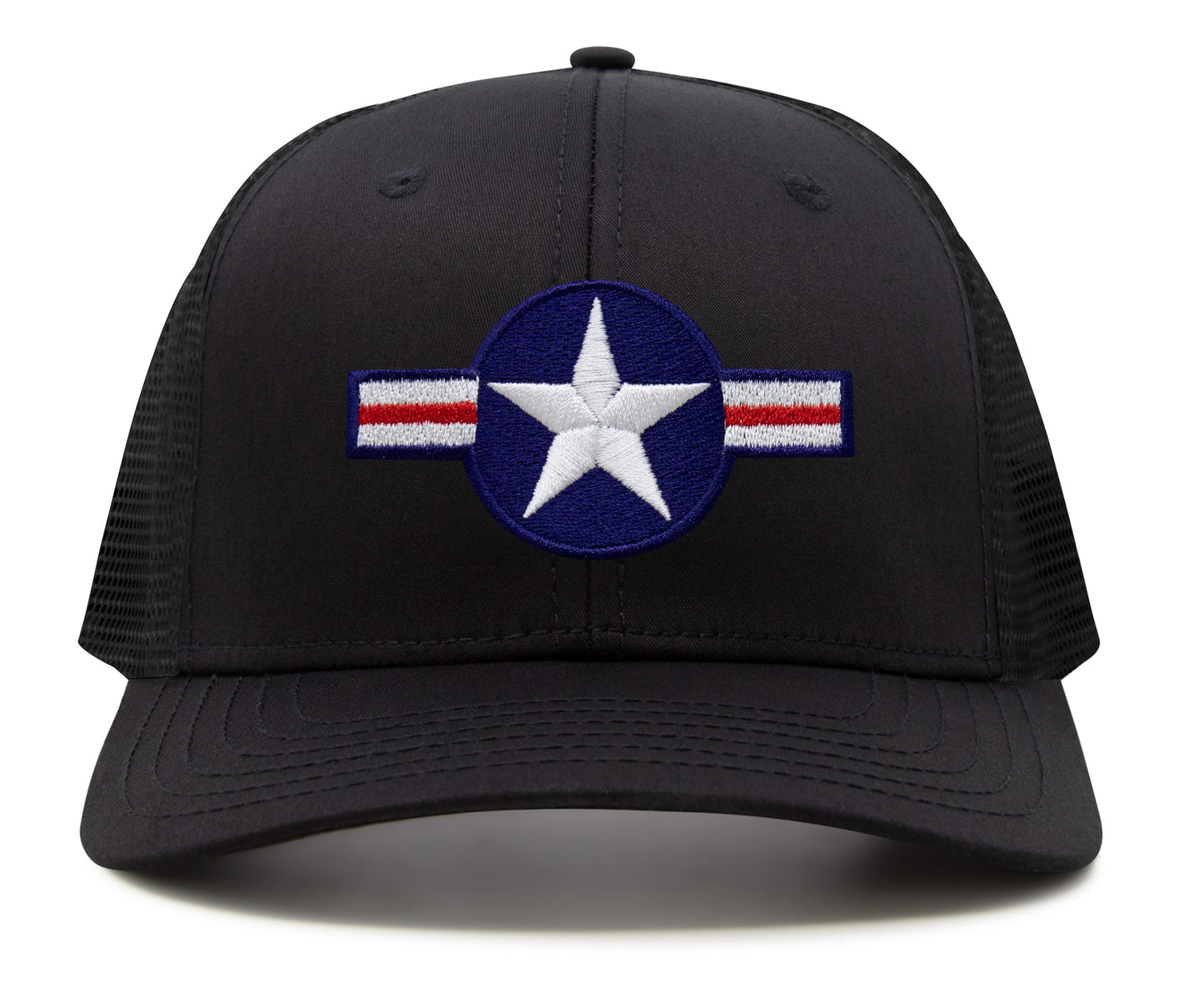 International Tie Air Force Hat for Men and Women - Snapback Trucker Baseball Cap (All Black) - International Tie
