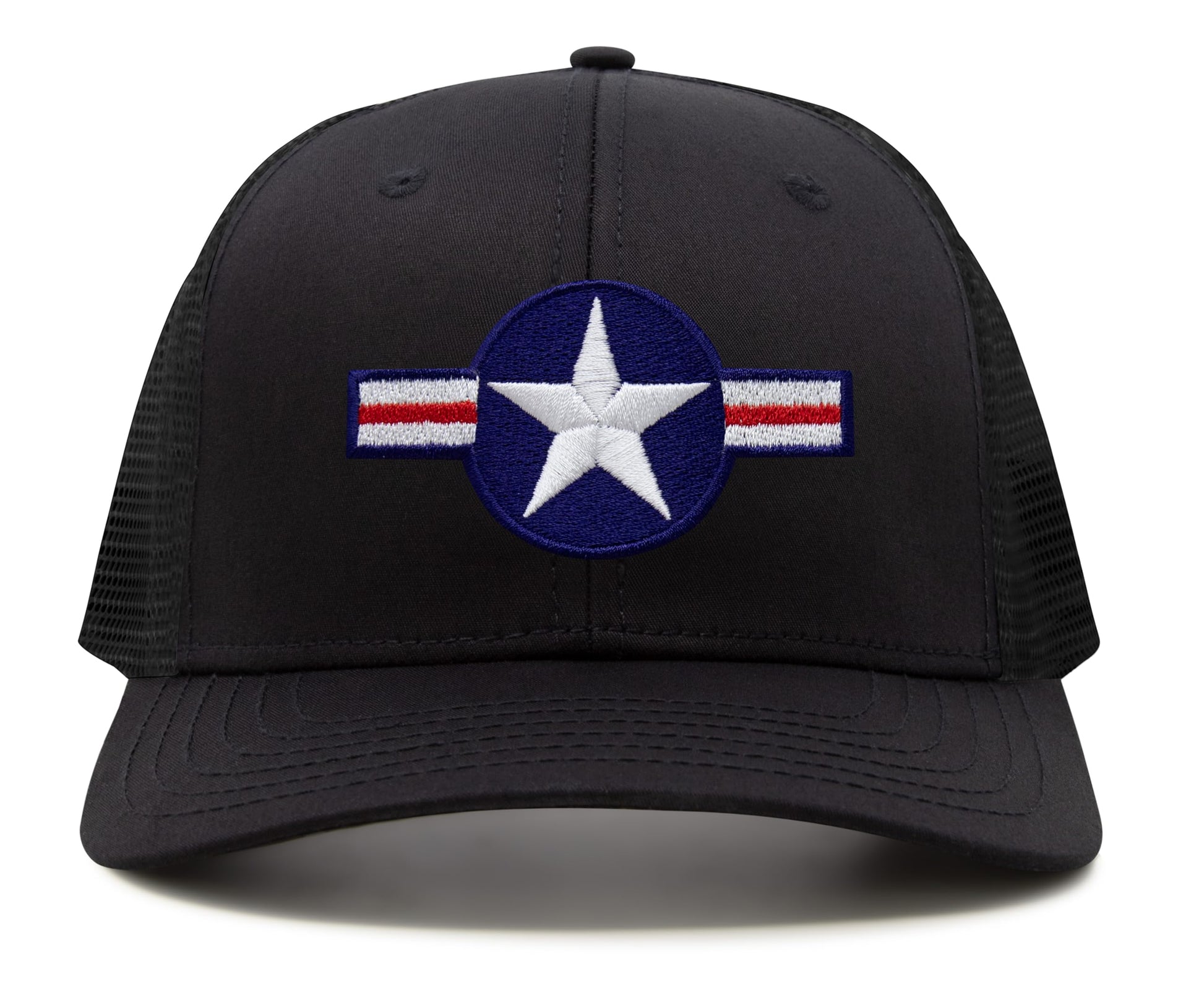 International Tie Air Force Hat for Men and Women - Snapback Trucker Baseball Cap (All Black) - International Tie