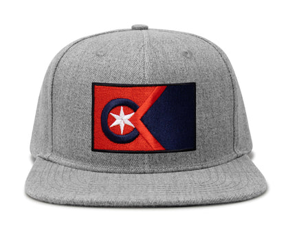 International Tie Cleveland Flag Hat for Men and Women - Adjustable Snapback Trucker Baseball Cap (Grey Flatbill)
