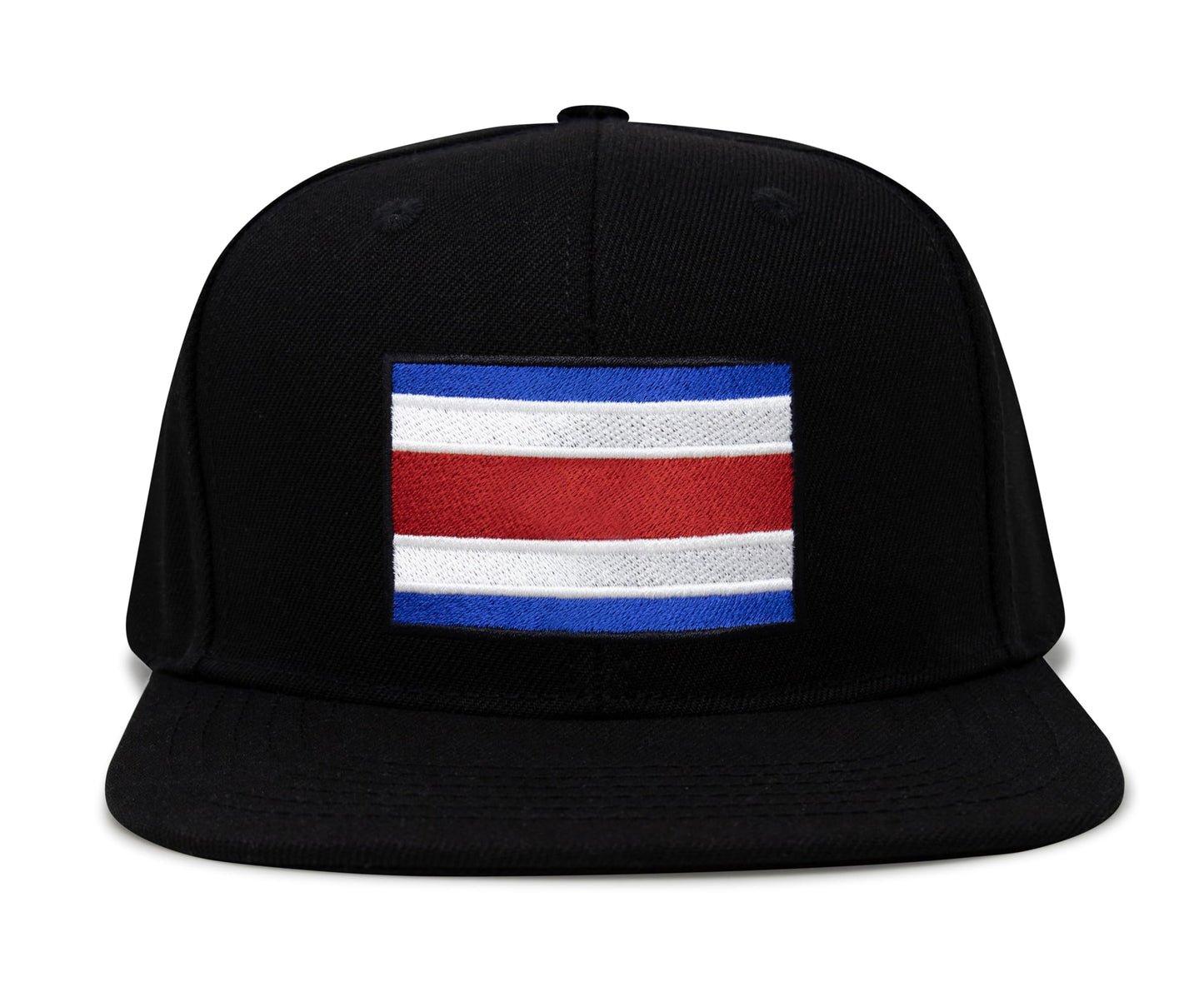 International Tie Country Hat for Men and Women, Adjustable Snapback Trucker Baseball Cap with Embroidered Patch (Costa rica, Black Flatbill) - International Tie