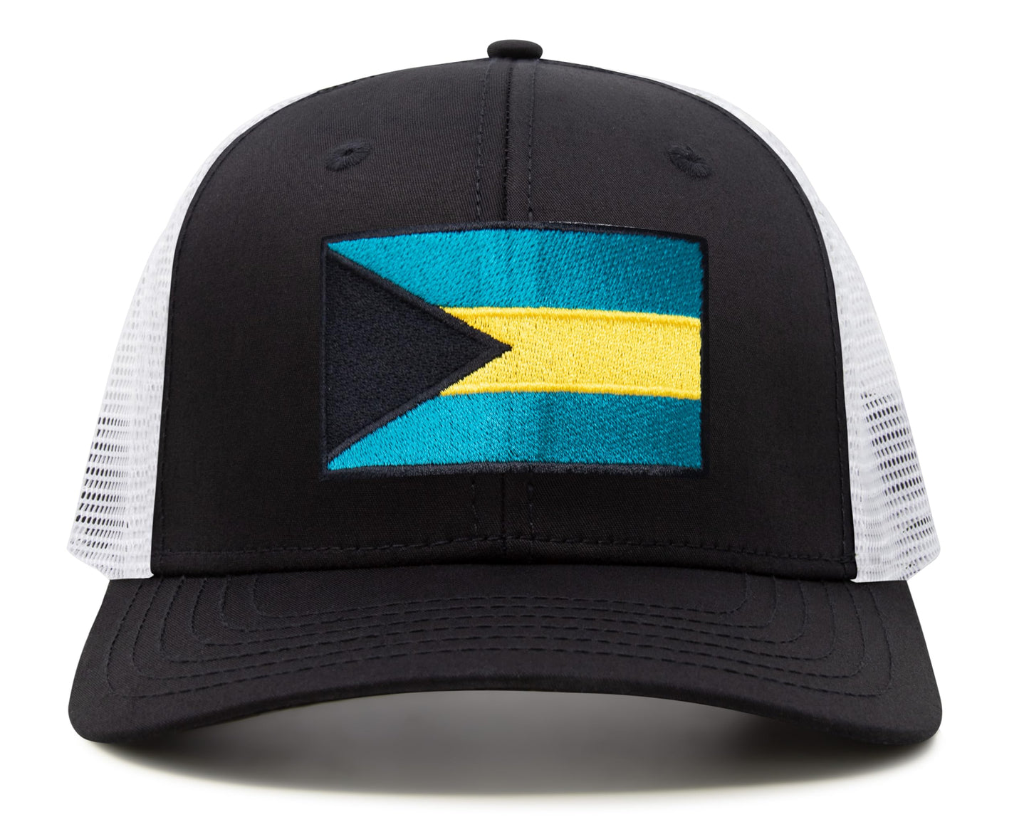 Bahamas Flag Hat for Men and Women – Adjustable Bahamian Snapback Baseball Cap by International Tie (Black White)