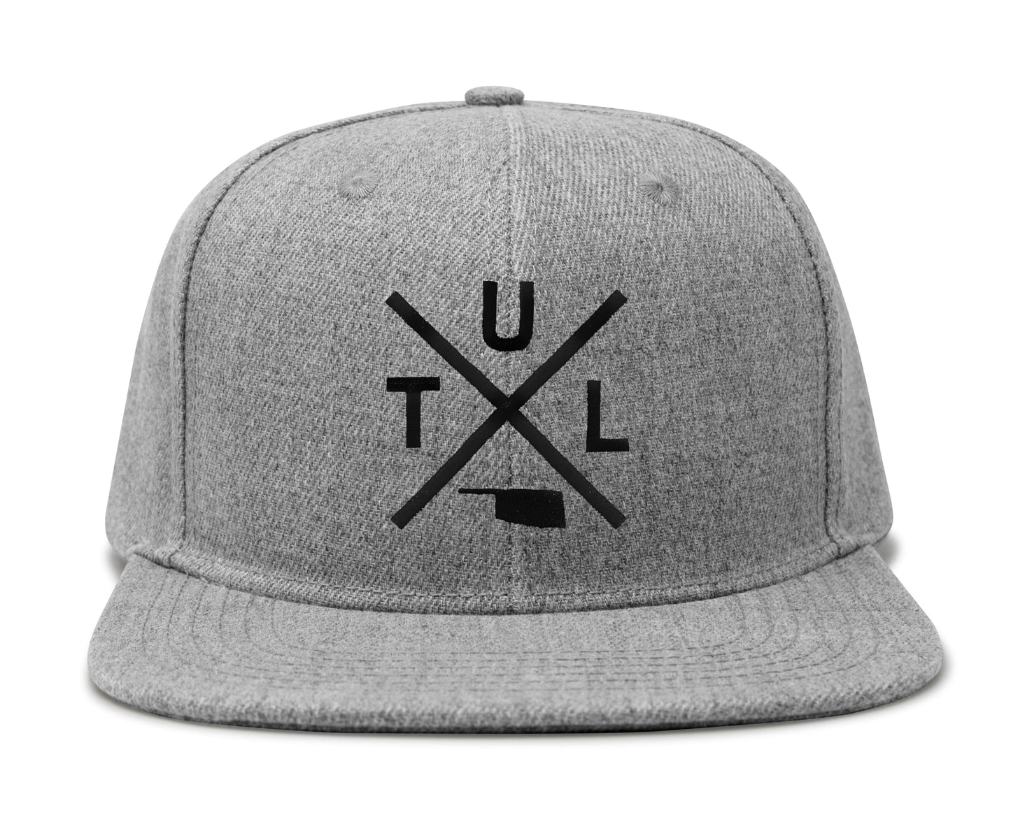 International Tie Hat for Men and Women, TUL Snapback Trucker Baseball Cap, Embroidered Cross Logo (TUL - Tulsa, Grey Flatbill)