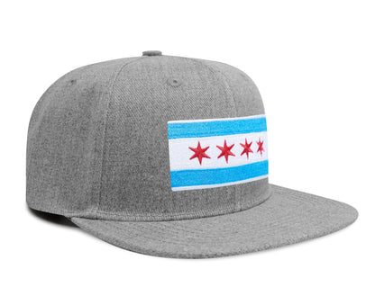 Chicago Flag Hat for Men and Women – Snapback Trucker Baseball Cap by International Tie (Grey Flatbill)