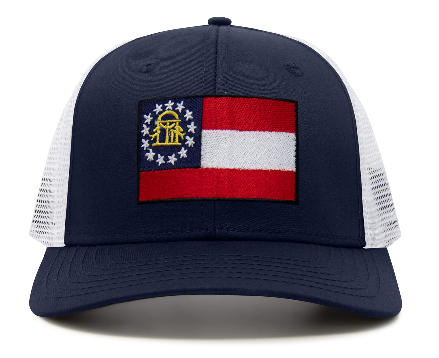 Georgia Flag Hat for Men and Women – Snapback Trucker Baseball Cap by International Tie (Navy White)