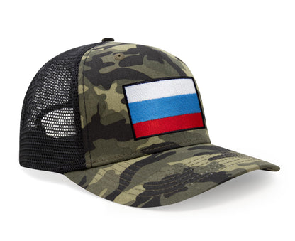 International Tie Russian Flag Hat for Men and Women - Adjustable Snapback Trucker Baseball Cap (Camouflage)