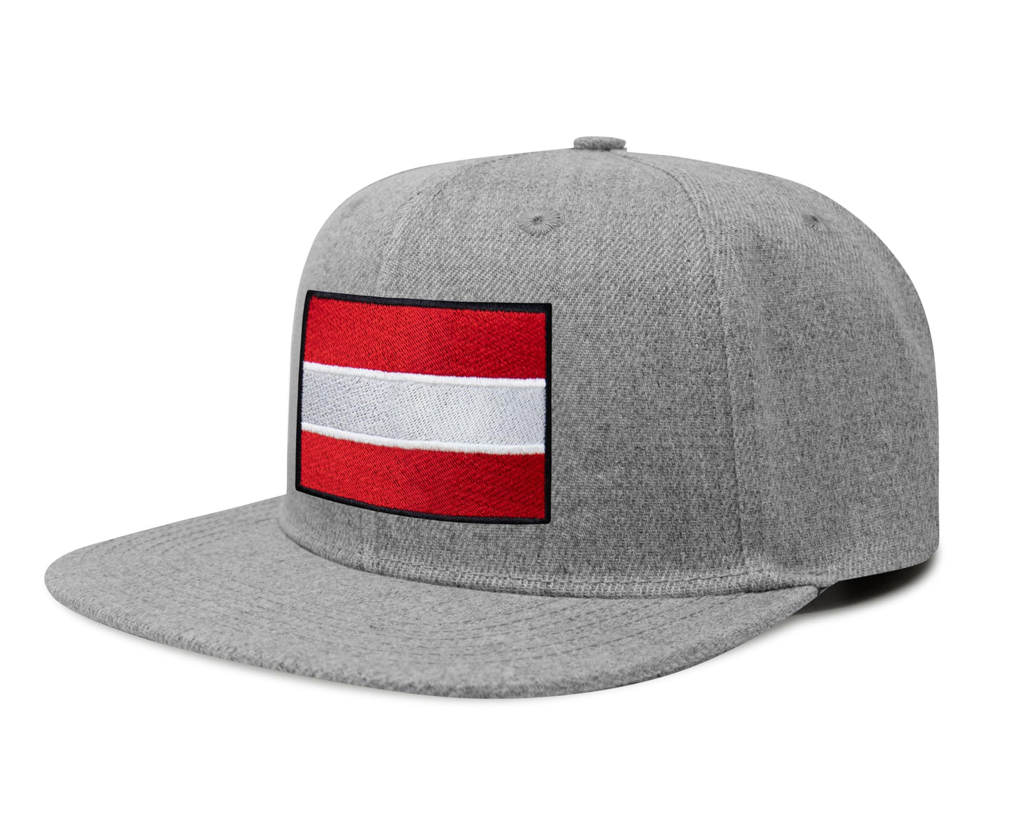 International Tie Country Hat for Men and Women, Adjustable Snapback Trucker Baseball Cap with Embroidered Patch (Austria, Grey Flatbill)