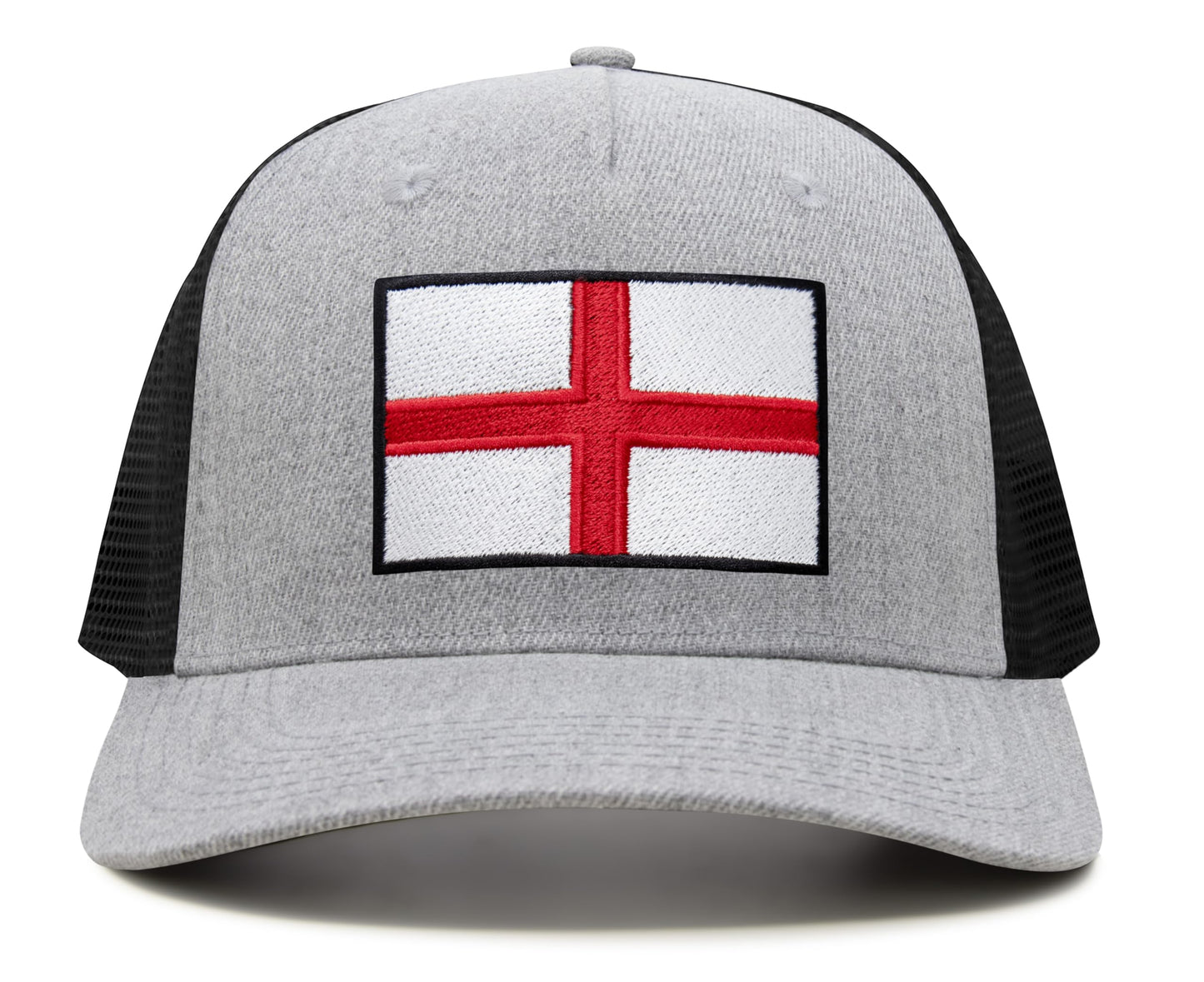 International Tie England - St. George Flag Hat for Men and Women, Adjustable Snapback Trucker Baseball Cap (Grey Black)