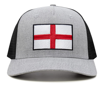 International Tie England - St. George Flag Hat for Men and Women, Adjustable Snapback Trucker Baseball Cap (Grey Black)