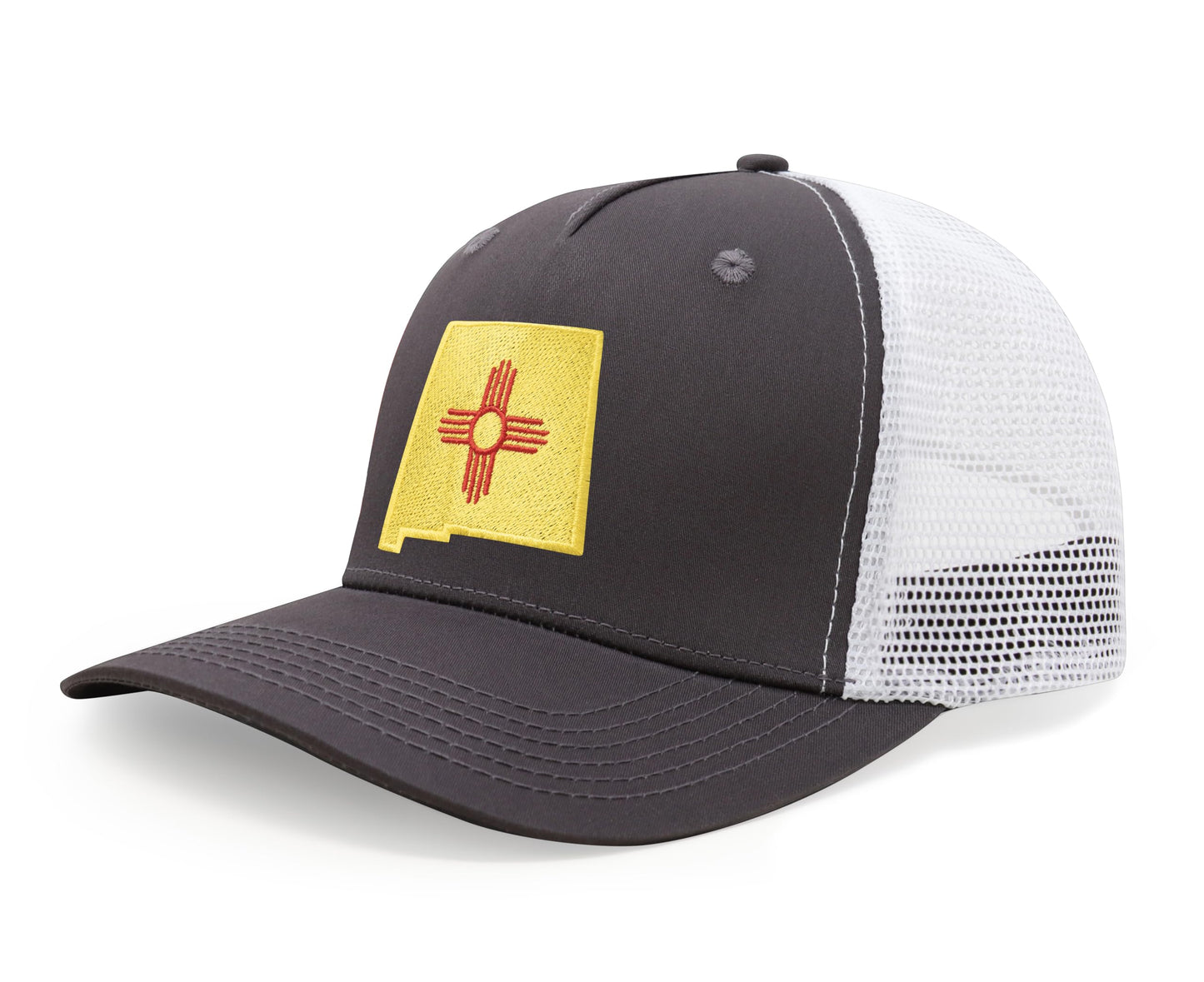 International Tie Stateline Flag Hat for Men and Women - Snapback Trucker Baseball Cap (New Mexico, Grey White)