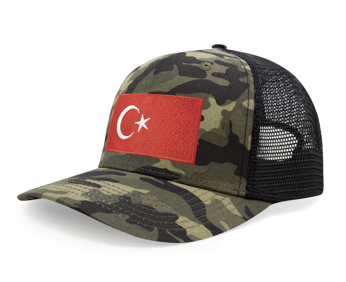 International Tie Country Hat for Men and Women, Adjustable Snapback Trucker Baseball Cap with Embroidered Patch (Turkey, Camouflage) - International Tie