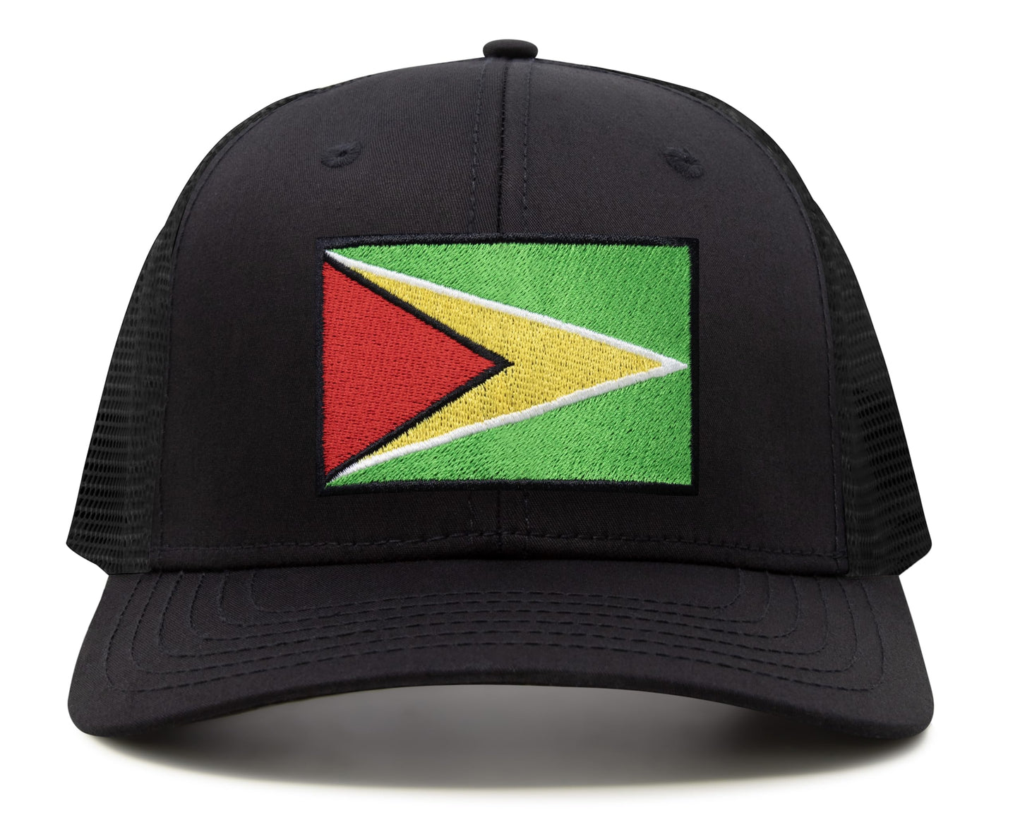 International Tie Country Hat for Men and Women, Adjustable Snapback Trucker Baseball Cap with Embroidered Patch (Guyana, All Black) - International Tie