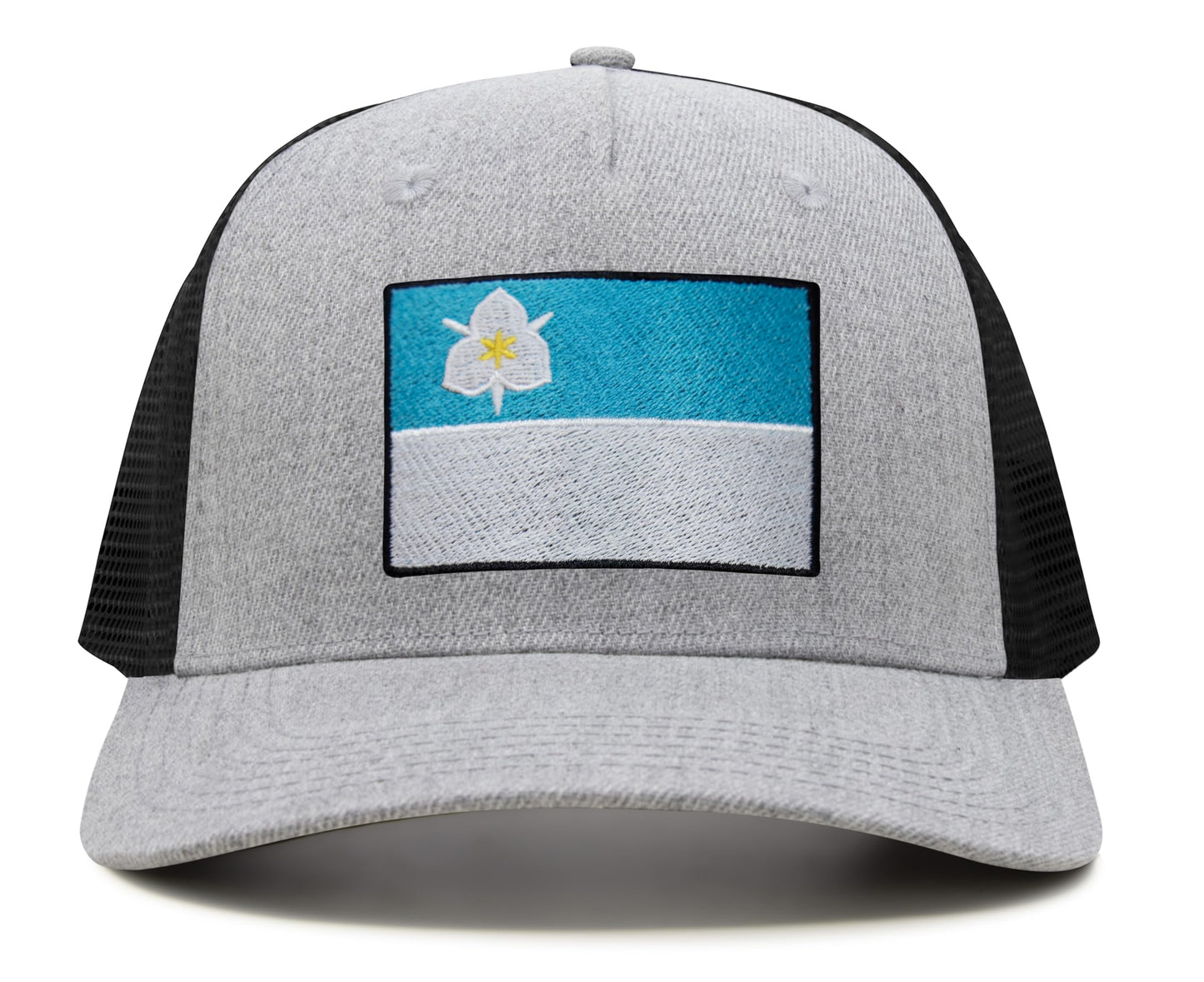 International Tie City Hat for Men and Women, Adjustable Snapback Trucker Baseball Cap with Embroidered Patch (Salt Lake City, Grey Black)