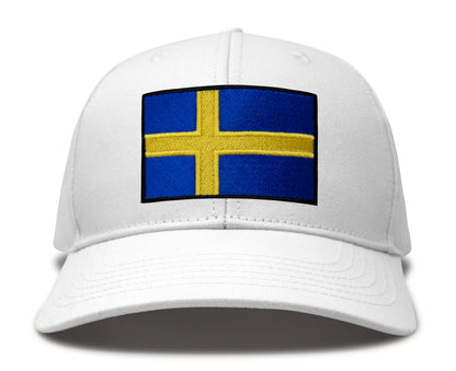 International Tie Swedish Flag Hat for Men and Women - Sweden Snapback Trucker Baseball Cap (All White)