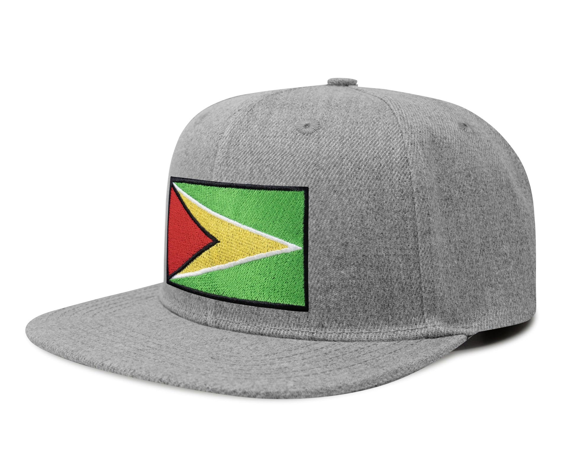 International Tie Country Hat for Men and Women, Adjustable Snapback Trucker Baseball Cap with Embroidered Patch (Guyana, Grey Flatbill) - International Tie