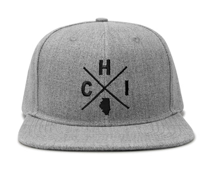 International Tie Chicago Flag Hat Men and Women – Snapback Trucker Baseball Cap (Grey Flatbill)