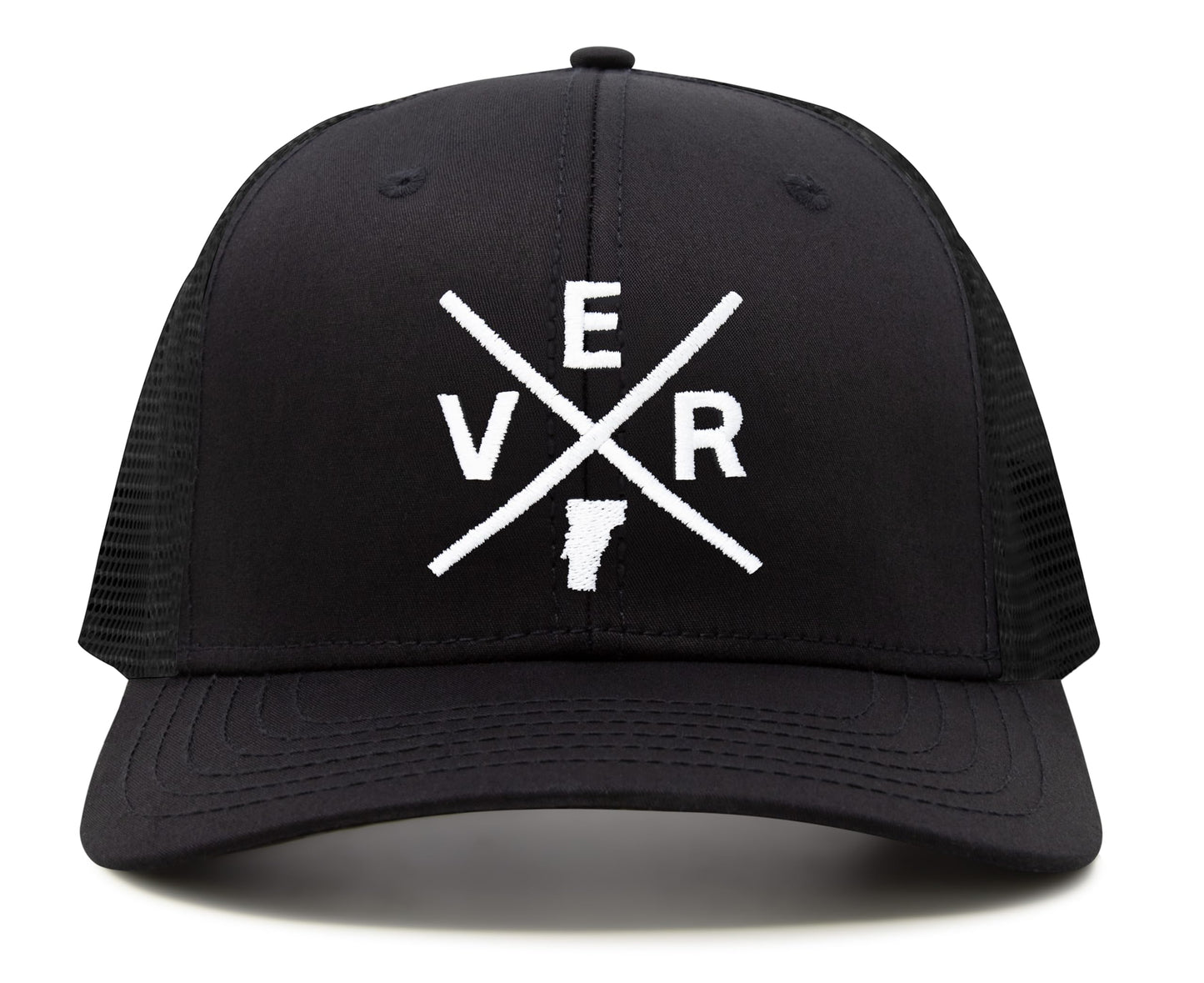 International Tie State City Hat for Men and Women, Snapback Trucker Baseball Cap with Embroidered Cross Logo (Vermont - VER, All Black) - International Tie