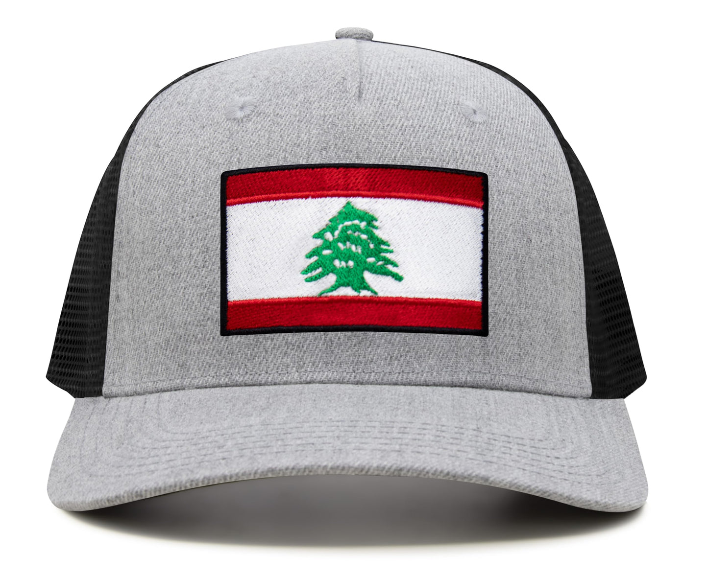International Tie Lebanon Flag Hat for Men and Women - Adjustable Snapback Trucker Baseball Cap (Grey Black)