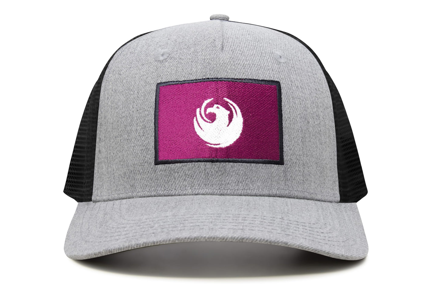 International Tie City Hat for Men and Women, Adjustable Snapback Trucker Baseball Cap with Embroidered Patch (Phoenix, Grey Black)