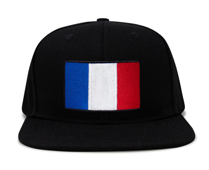 International Tie French Flag Hat for Men and Women - France Snapback Trucker Baseball Cap (Black Flatbill)