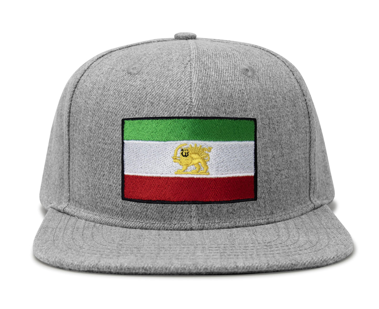 International Tie Country Flag Hat for Men and Women - Snapback Trucker Baseball Cap (Iran, Grey Flatbill)