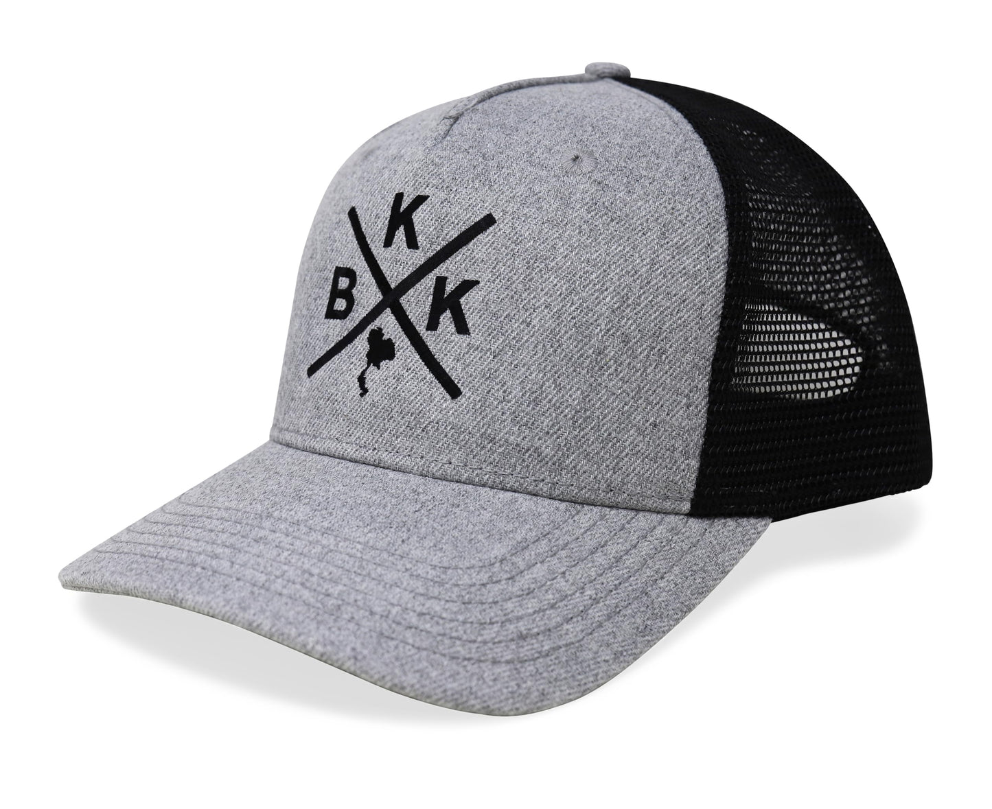 International Tie Bangkok BKK Hat for Men and Women - Snapback Trucker Baseball Cap (Grey/Black)