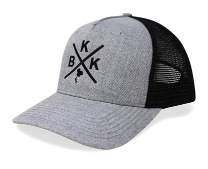 International Tie Bangkok BKK Hat for Men and Women - Snapback Trucker Baseball Cap (Grey/Black)