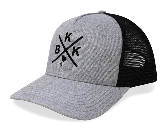 International Tie Bangkok BKK Hat for Men and Women - Snapback Trucker Baseball Cap (Grey/Black)