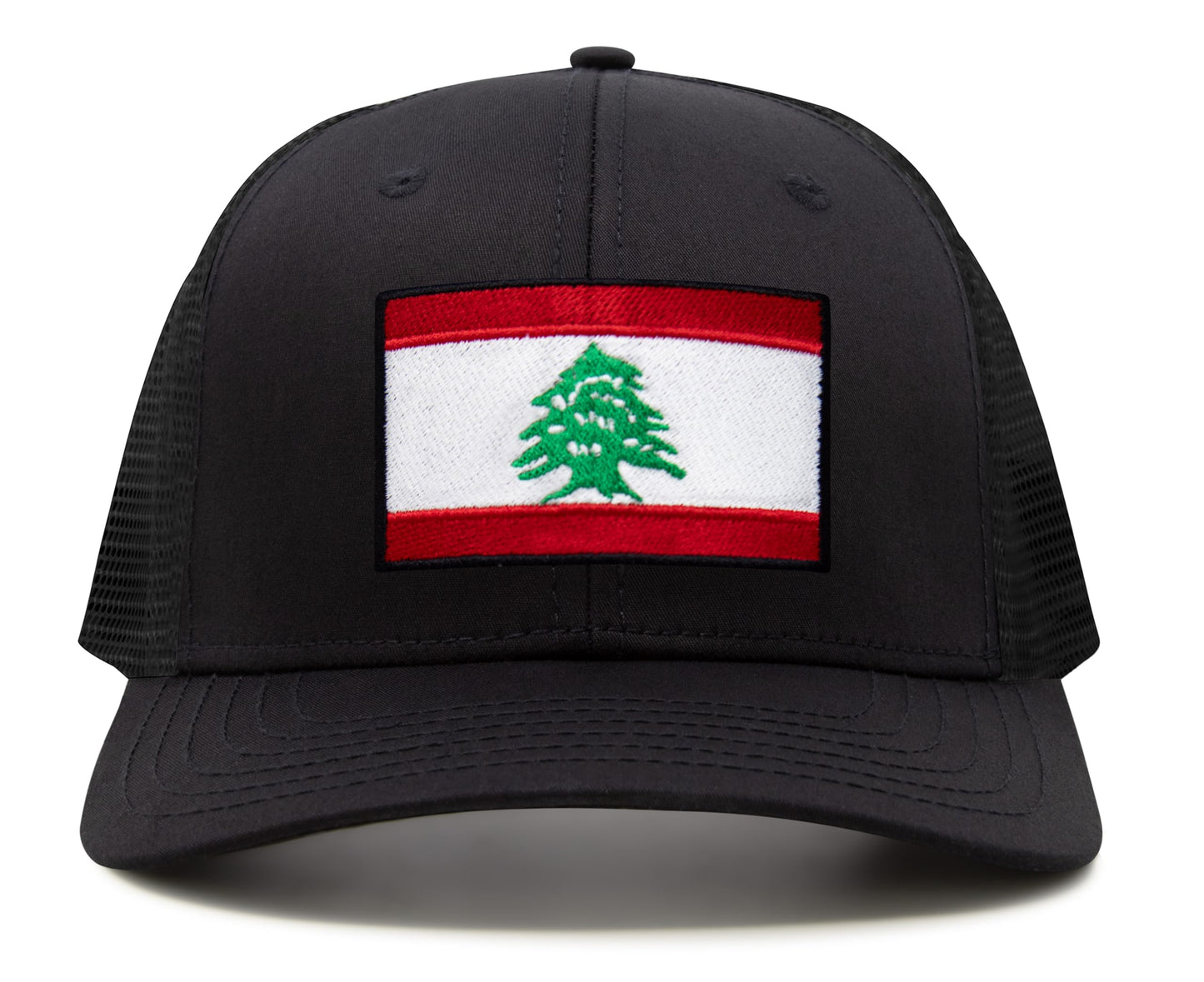 International Tie Lebanon Flag Hat for Men and Women - Adjustable Snapback Trucker Baseball Cap (All Black)
