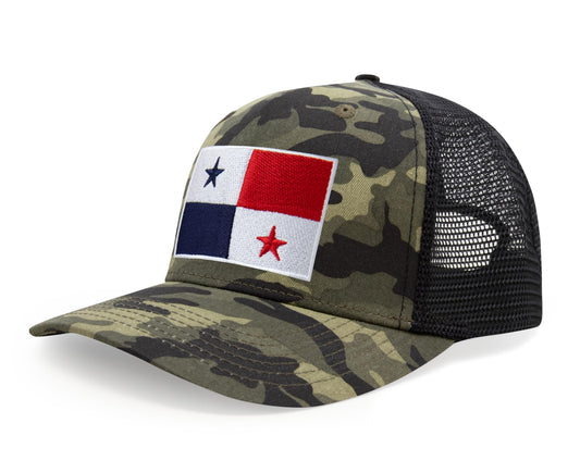 International Tie Panama Flag Hat for Men and Women - Adjustable Snapback Trucker Baseball Cap (Camouflage)