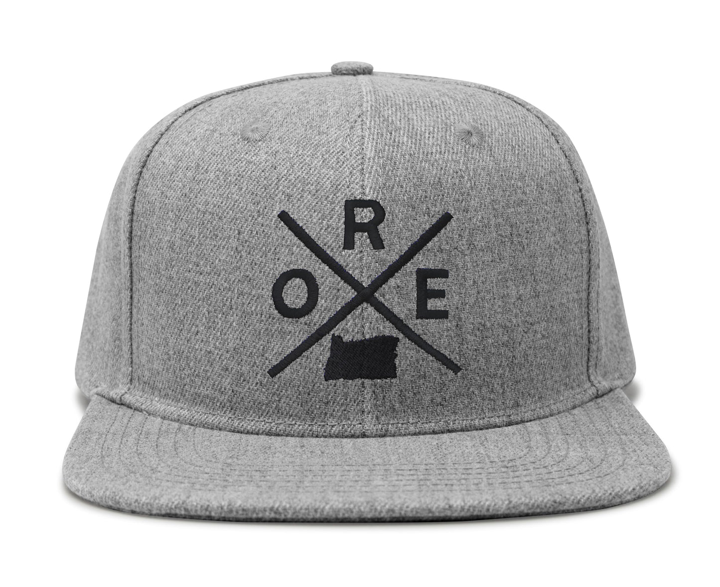 International Tie Hat for Men and Women, Snapback Trucker Baseball Cap, Embroidered Cross Logo (ORE - Oregon, Grey Flatbill) - International Tie