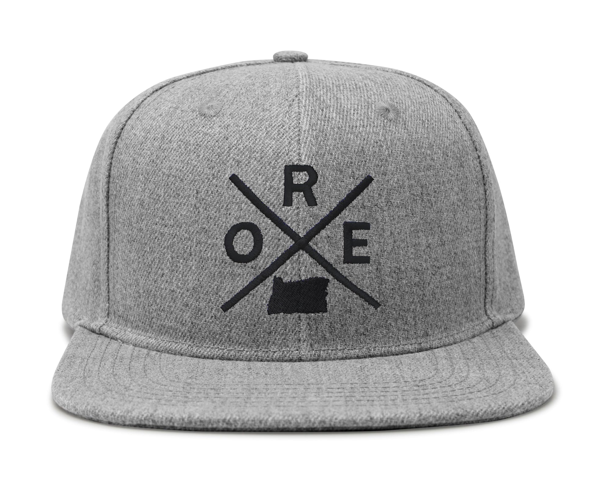 International Tie Hat for Men and Women, Snapback Trucker Baseball Cap, Embroidered Cross Logo (ORE - Oregon, Grey Flatbill) - International Tie