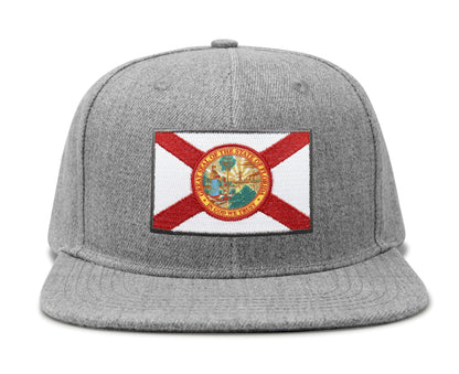 International Tie Florida Flag Hat for Men and Women - Snapback Trucker Baseball Cap (Grey Flatbill)