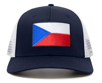 Czech Republic Flag Hat for Men and Women – Adjustable Snapback Baseball Cap by International Tie (Navy White)