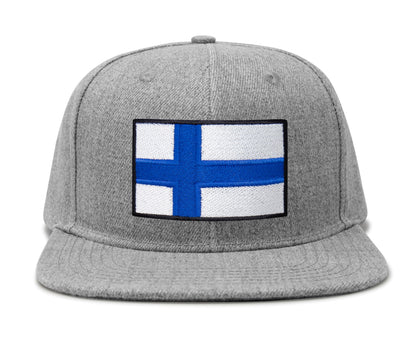 International Tie Finland Flag Hat for Men and Women - Adjustable Snapback Trucker Baseball Cap (Grey Flatbill)