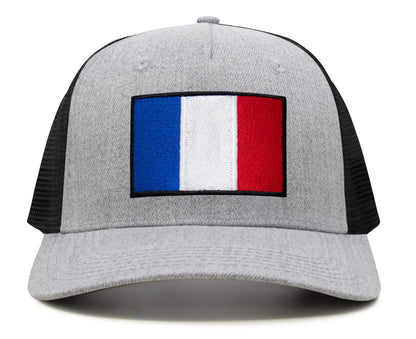 International Tie French Flag Hat for Men and Women - France Snapback Trucker Baseball Cap (Grey Black)