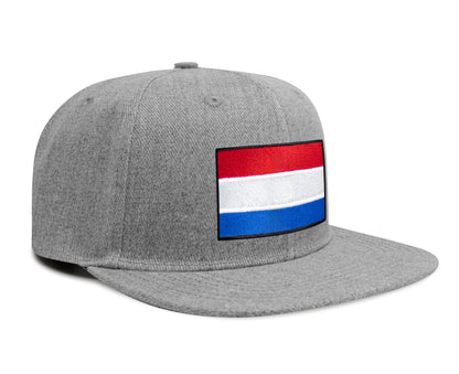 International Tie Netherlands Flag Hat for Men and Women - Adjustable Snapback Trucker Baseball Cap (Grey Flatbill)